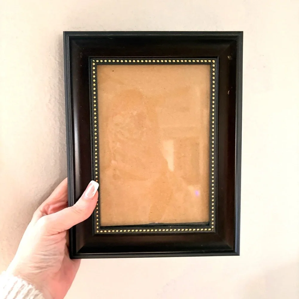Dark Brown Picture Frame 5x7 Photo Gold Beaded Trim Tabletop Gallery Wall